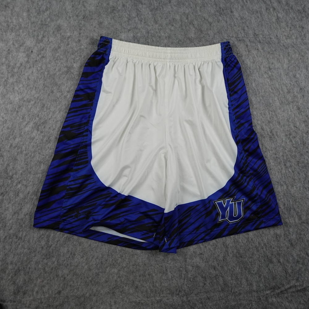 Under Armour Shorts Men Small White Blue Yeshiva Armourfuse Dig Volleyball